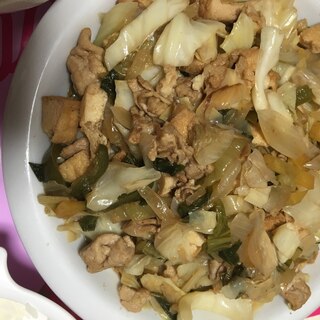 豚肉と厚揚げ豆腐の野菜炒め(^○^)